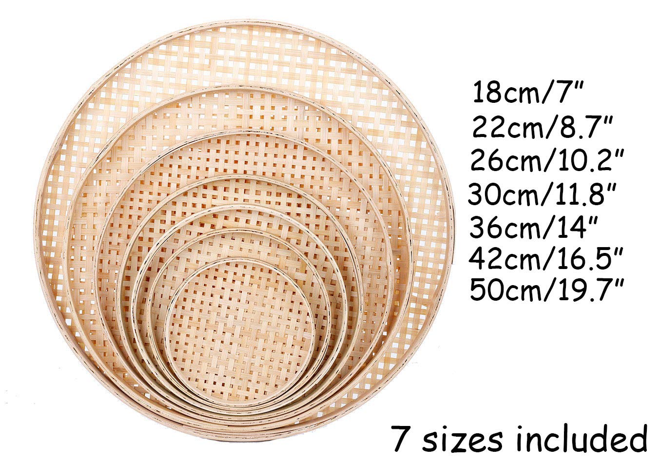 Bulk Handwoven Wicker Round Fruit Basket - 18cm/7