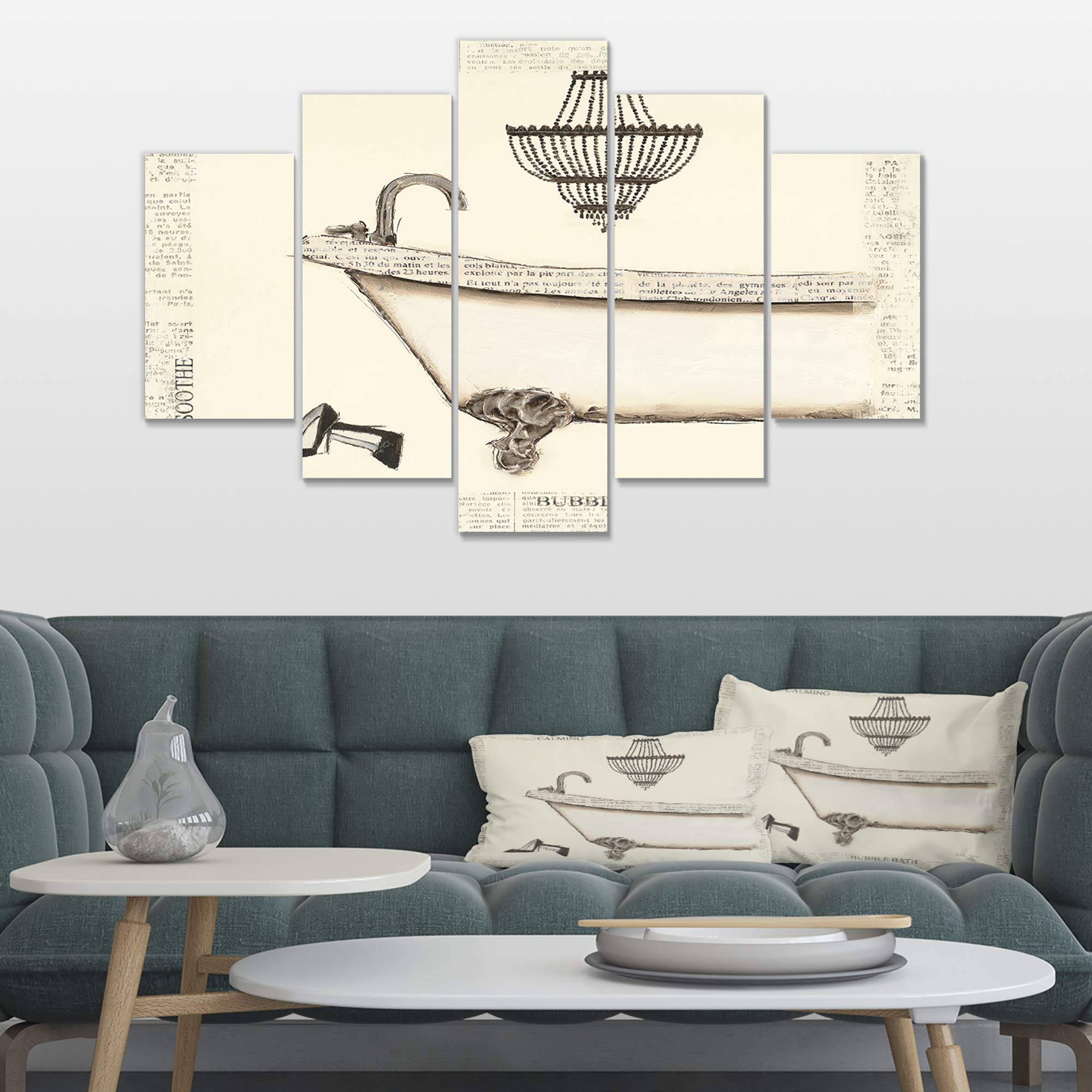 Designart 'Paris Hotel Bathroom VI' Traditional French Bathroom Canvas Wall Art - Perfect for Home Decor, Hotel Lobbies & Spa Interiors