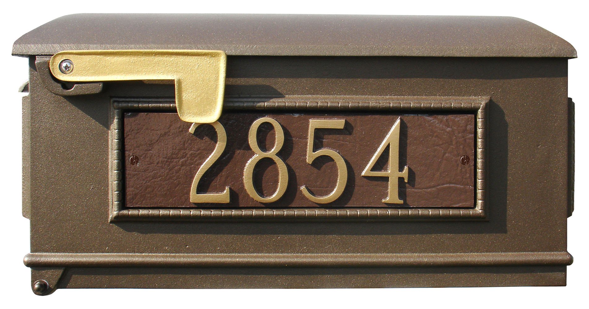 Ornate Bronze Mailbox with Solar Light, Post Mount & 3 Address Plates - Perfect for Front Yard, Garden, and Driveway Decoration