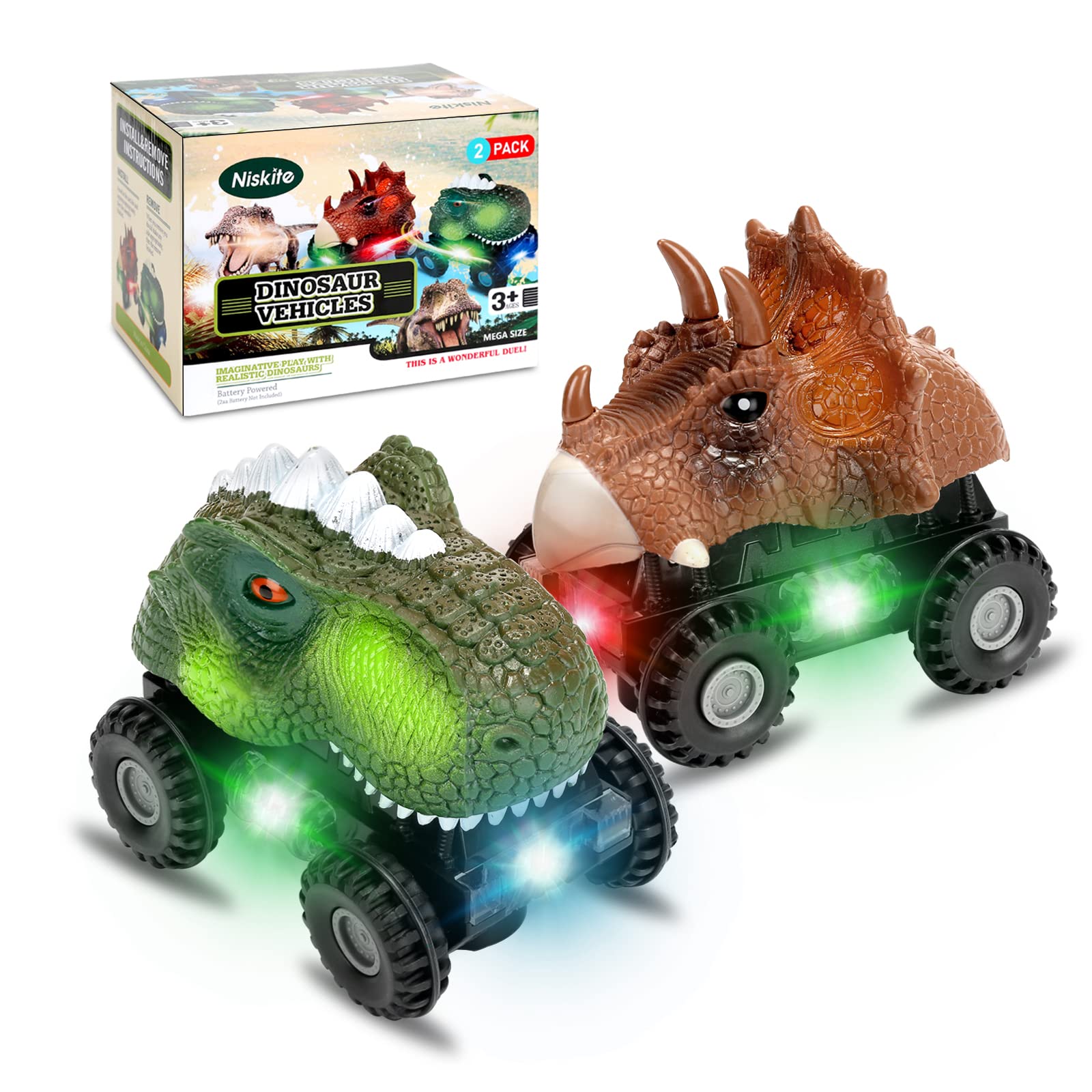 Best Dinosaur Toys for Toddlers Age 2-5 - Educational Dino Car Toys for Boys & Girls - Perfect Birthday Gift for 2 3 4 Year Old Kids - Fun Learning Toys for Preschool Playtime & Outdoor Adventures