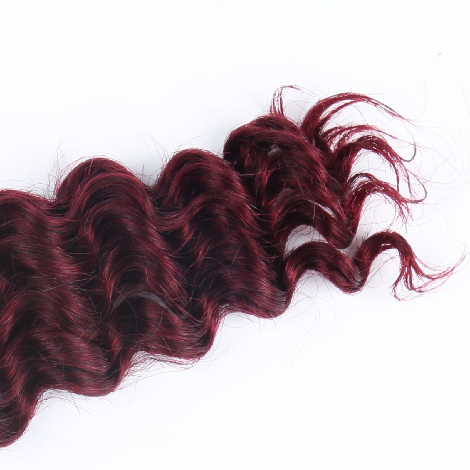 Burgundy Deep Wave Human Braiding Hair - 14 Inch 50g Brazilian Wet & Wavy Curly Hair Extensions for Boho Braids | No Weft Bundles, Bulk Human Hair for Natural Look | Perfect for Protective Styles, Weddings & Everyday Wear