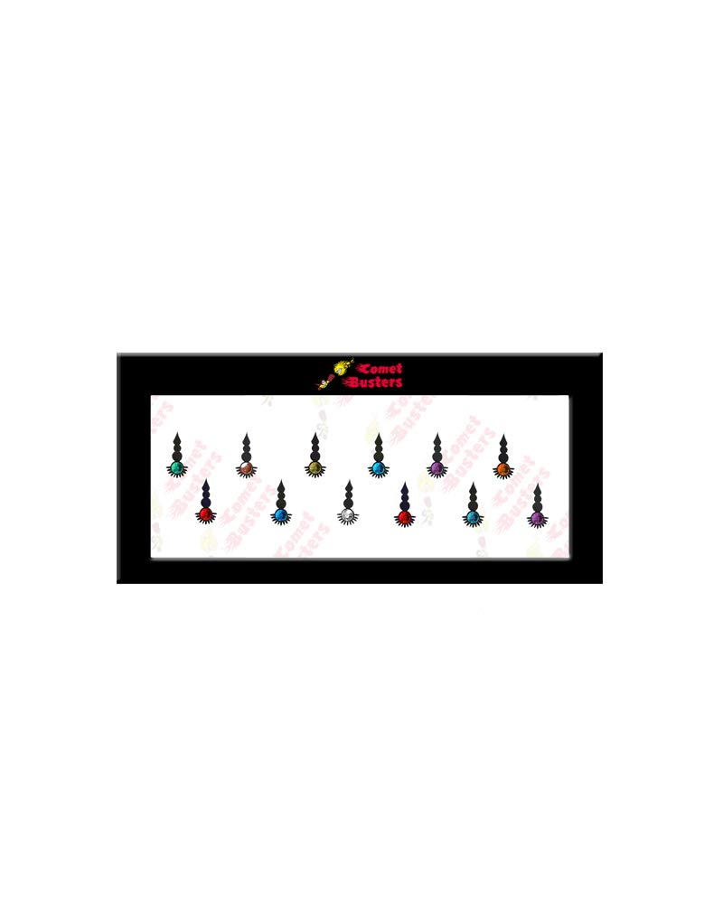 Comet Busters Stunning Black Bindi with Multicolor Stones - 15mm Indian Forehead Jewelry (BIN308) | Perfect for Weddings, Festivals & Cultural Events
