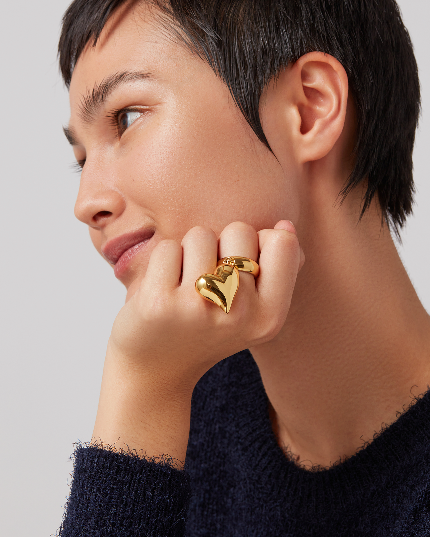 Art Heart Ring Gold - Elegant 14K Gold Heart Ring for Women, Perfect for Valentine's Day, Anniversary & Romantic Gifts