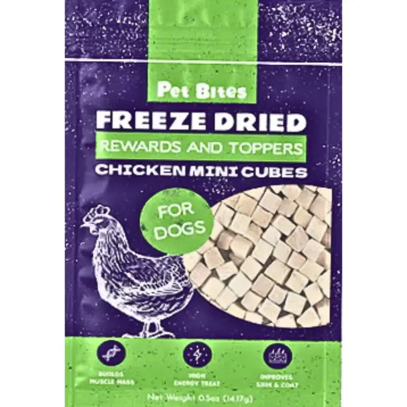 Freeze Dried Chicken Mini Cubes for Dogs - All Natural Pet Bites, Rewards & Food Toppers (14g) | Perfect for Training Treats, Mealtime Boost & Healthy Snacks