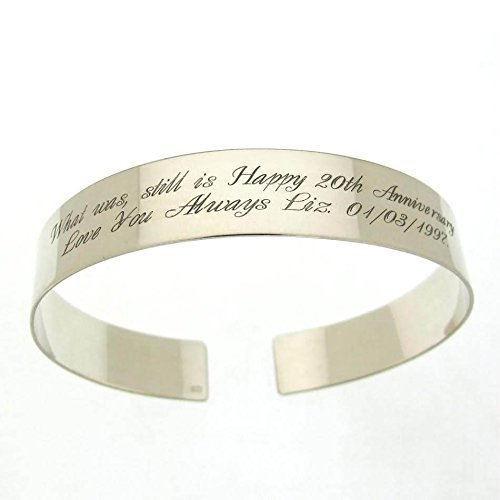 Personalized Sterling Silver Cuff Bracelet for Men - Custom Engraved Gift for Boyfriend's Birthday, Anniversary & Special Occasions | Unique DIY Quote Bracelet for Him | Perfect for Date Nights, Weddings & Everyday Wear