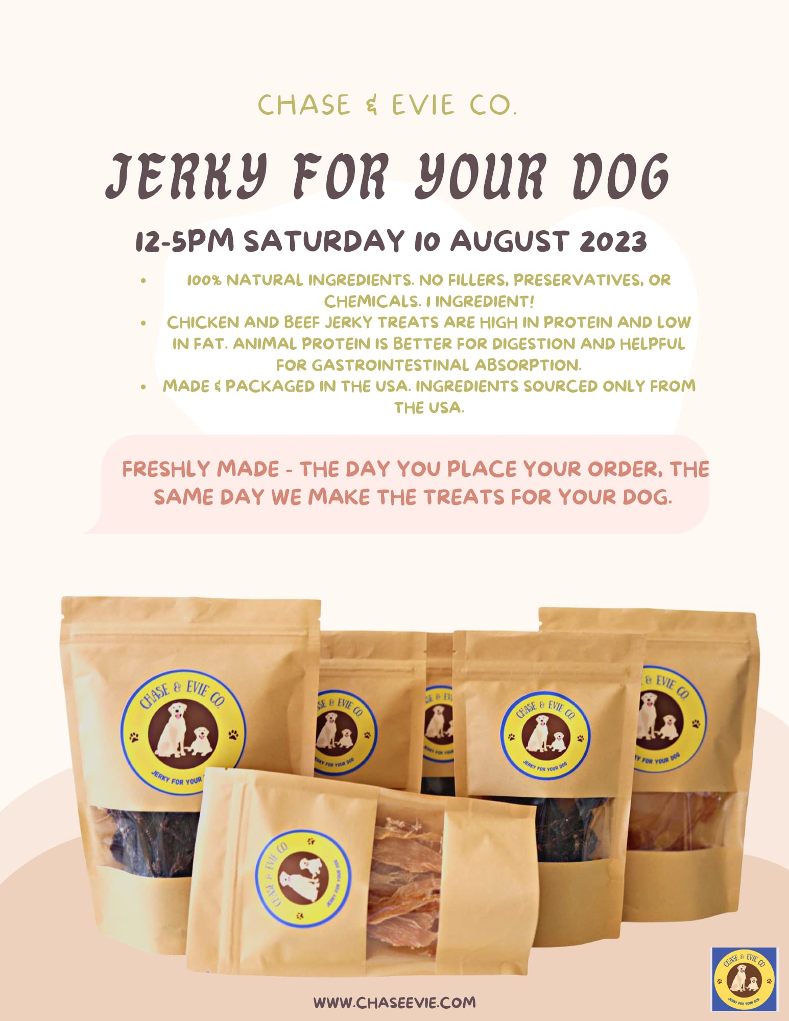 Natural Beef Brisket Dog Treats - USA Made, No Fillers - for Training & Rewards