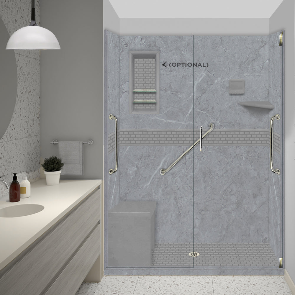 Freedom Grio Marble Classic Alcove Shower Enclosure Kit - Waterproof Bathroom Upgrade for Modern Homes, Easy Installation & Durable Design, Perfect for Small Spaces & Renovations