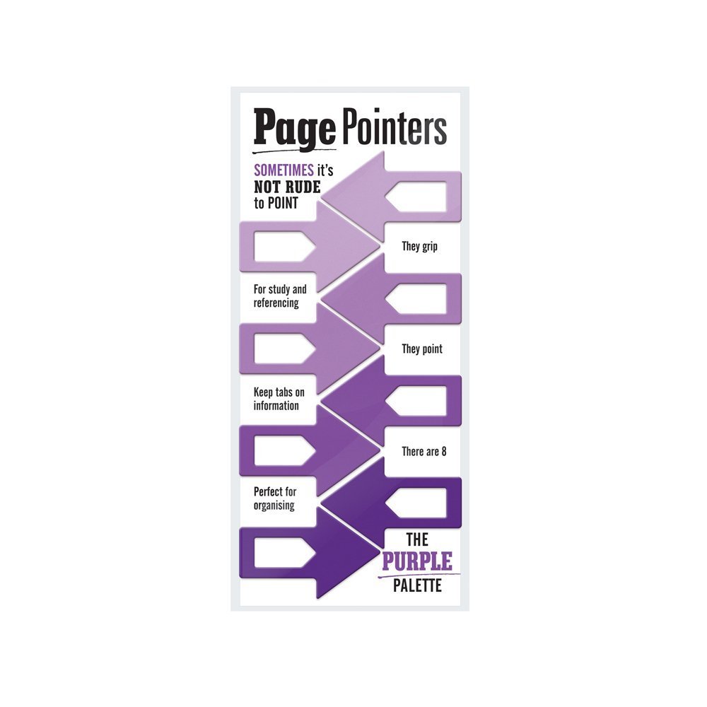 Page Pointers Page Markers - Purple Bookmark Tabs for Books, Notebooks & Documents | Perfect for Study, Office & Bible Reading