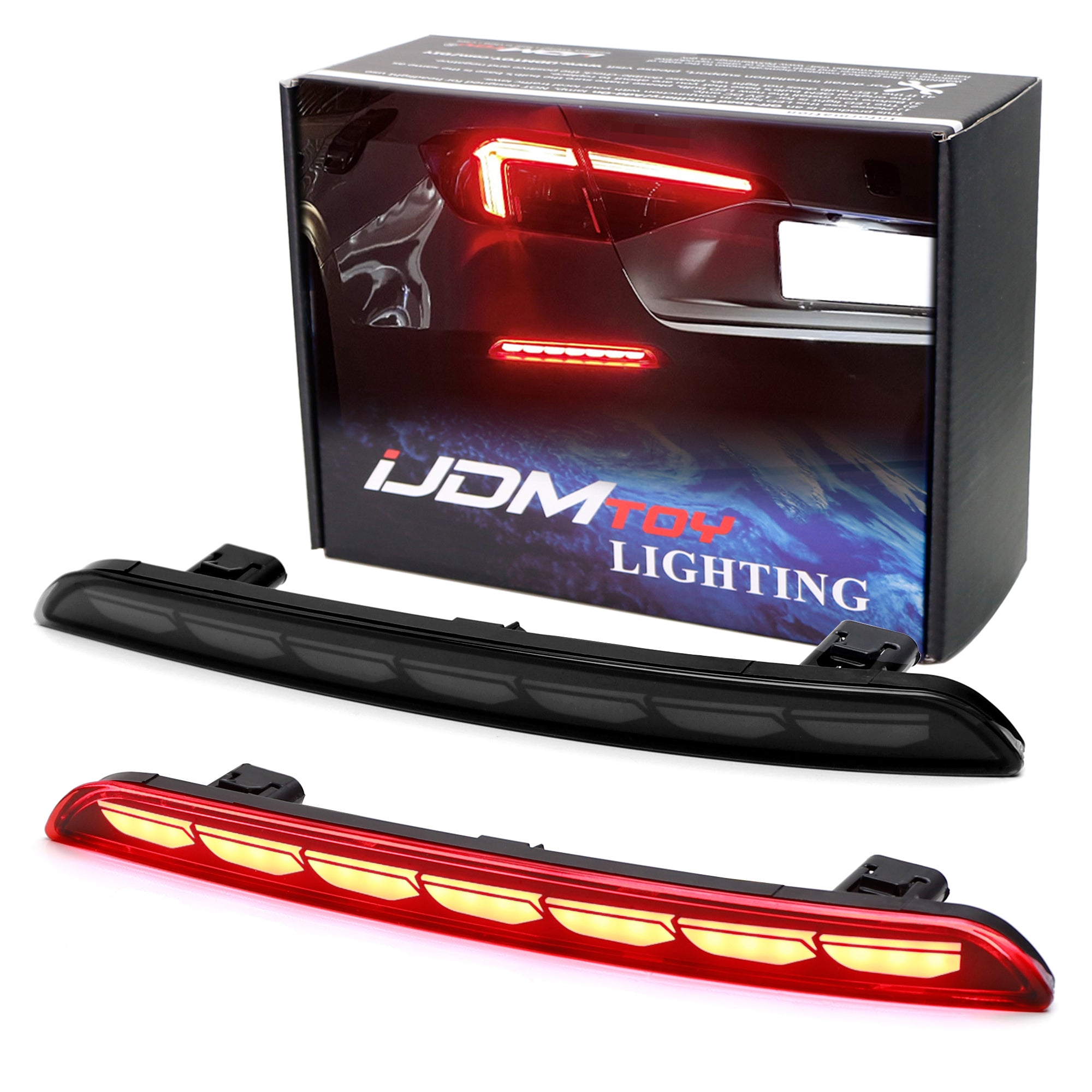 2022+ Honda Civic Dark Smoke LED Bumper Reflector Lights with Sequential Blink - Upgrade Your Car's Style & Safety for Night Driving & Custom Look