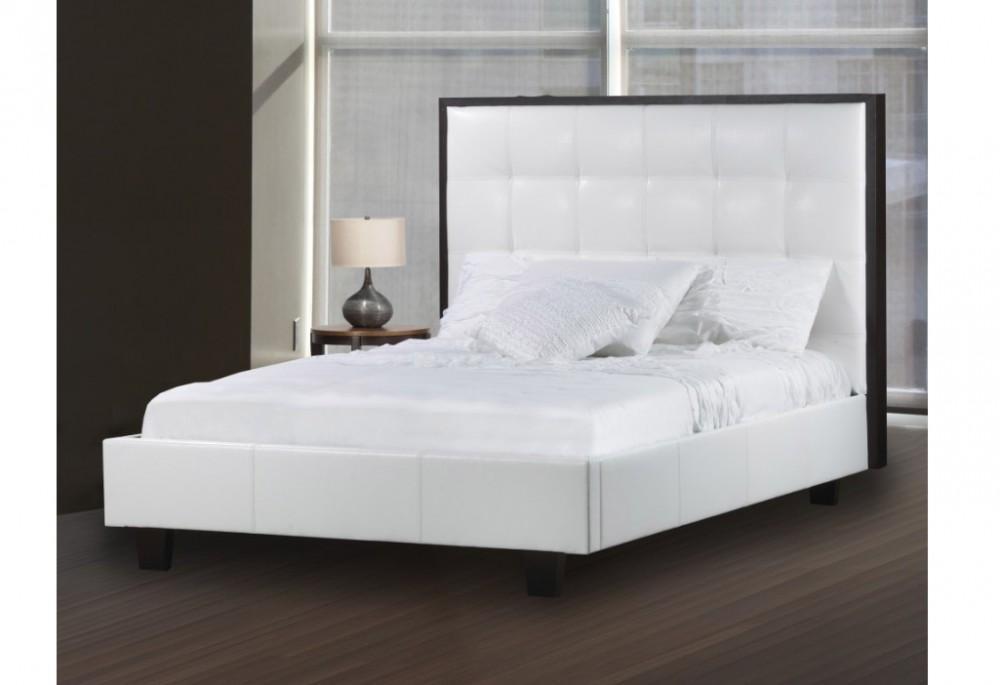 Classic Tufted Headboard Bed with Stained Wood Trim - Elegant Bedroom Furniture for Master Suite, Guest Room & Cozy Home Decor