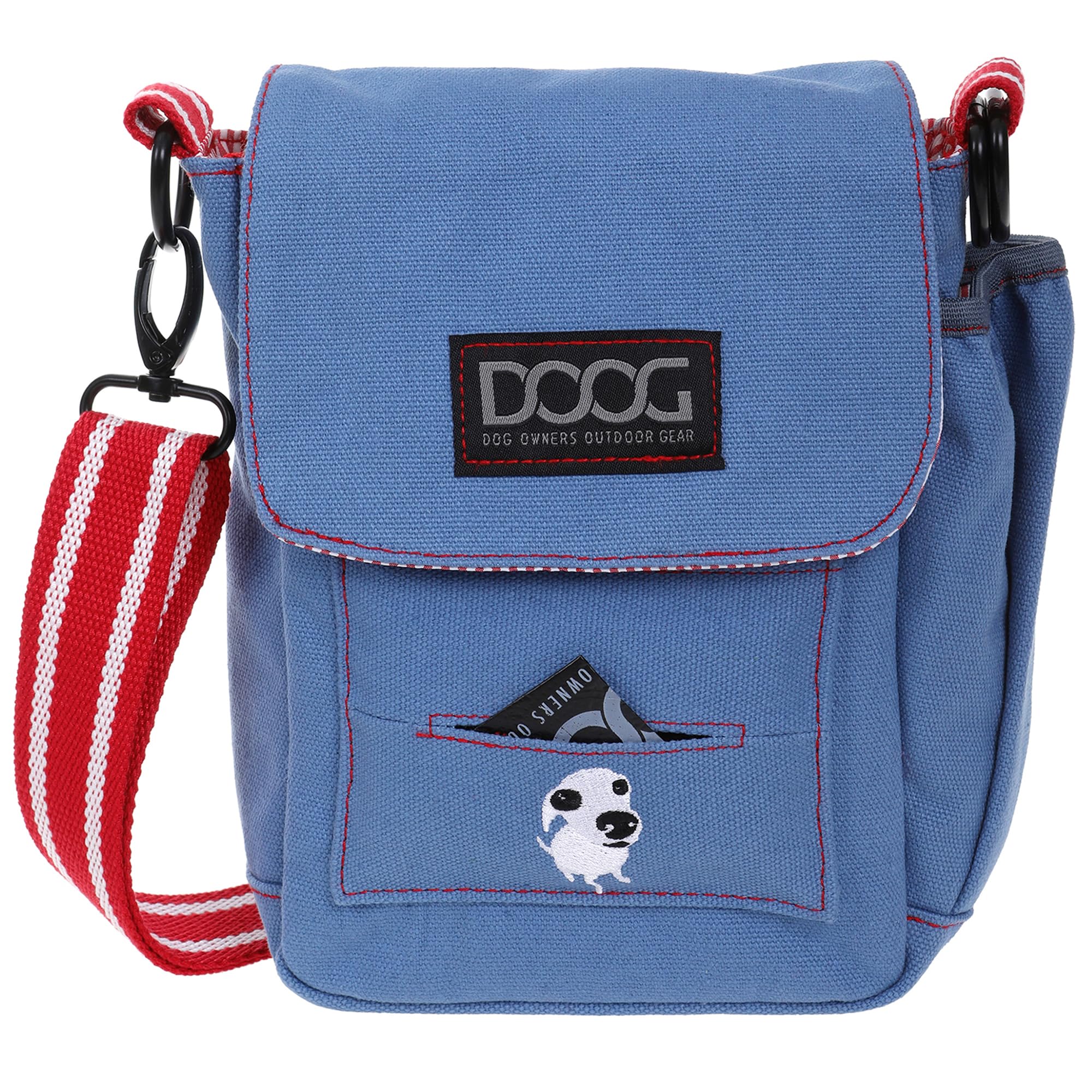 DOOG Adjustable Shoulder Walkie Bag with Poo Bag & Water Bottle Pockets - Light Blue Dog Walking Accessory for Outdoor Adventures, Hiking & Daily Walks