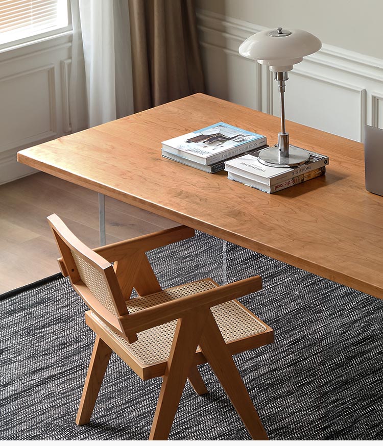 Solid Oak & Cherry Wood Acrylic Suspension Dining Table - Modern Floating Design for Small Spaces, Kitchens & Contemporary Dining Rooms