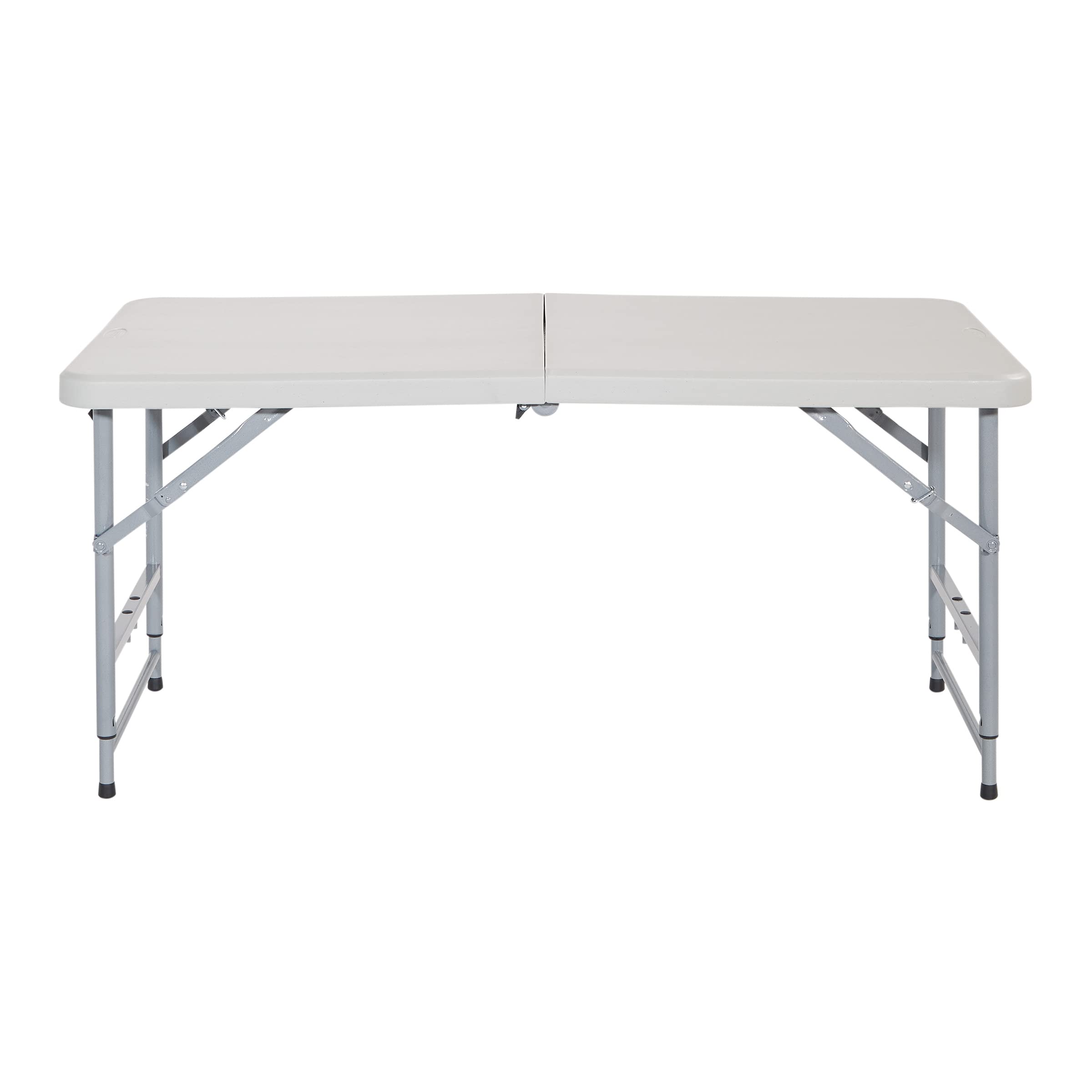 Office Star Adjustable Height 4-Ft Light Gray Resin Folding Table - Perfect for Home Office, Conference Rooms & Event Spaces