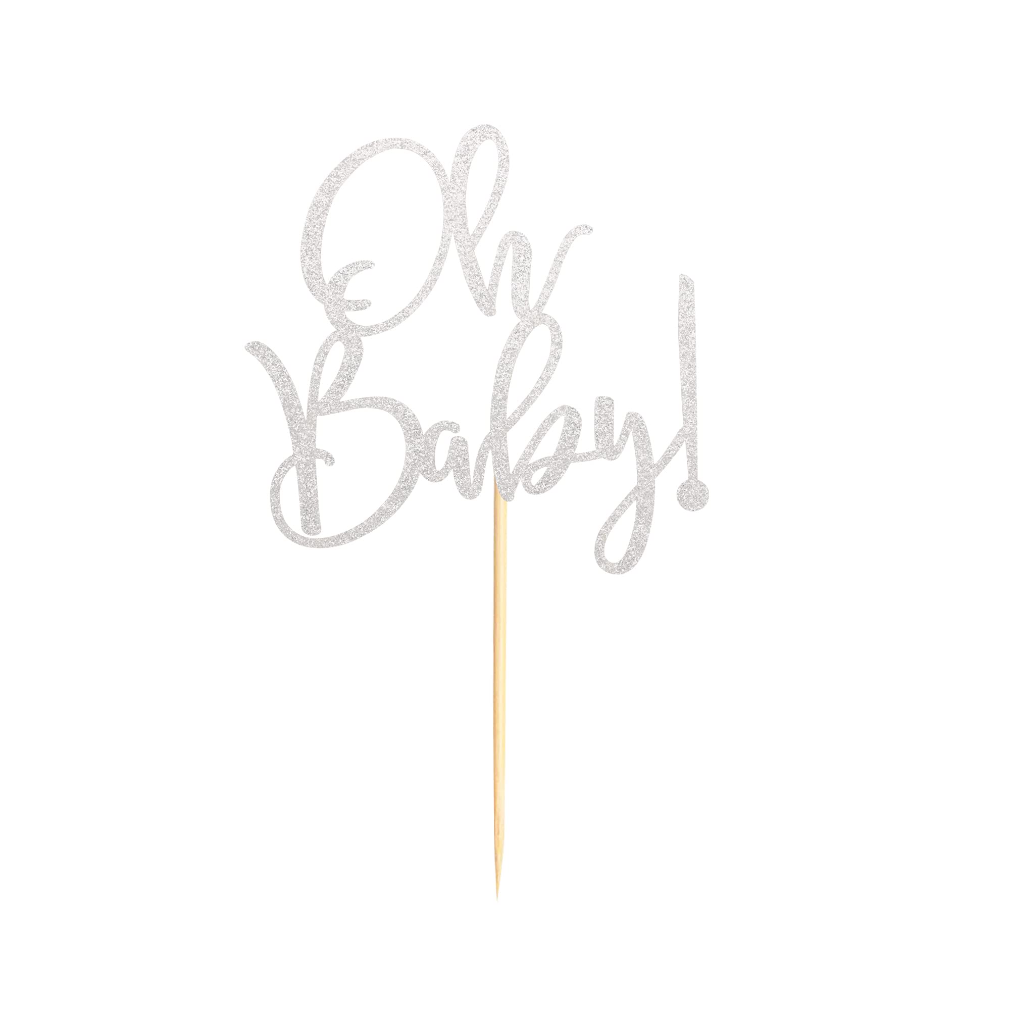 Baby Shower Cake Toppers - Silver Glitter Cake Picks for Baby Shower & Kids Birthday Party Decorations | Gender Reveal, 1st Birthday, Newborn Celebration Party Supplies