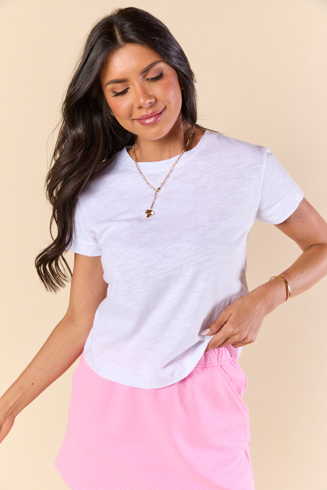 Easy Fit Short Sleeve White Boxy Tee for Women - Comfortable Loose Fit Casual T-Shirt | Perfect for Everyday Wear, Weekend Outfits and Layering