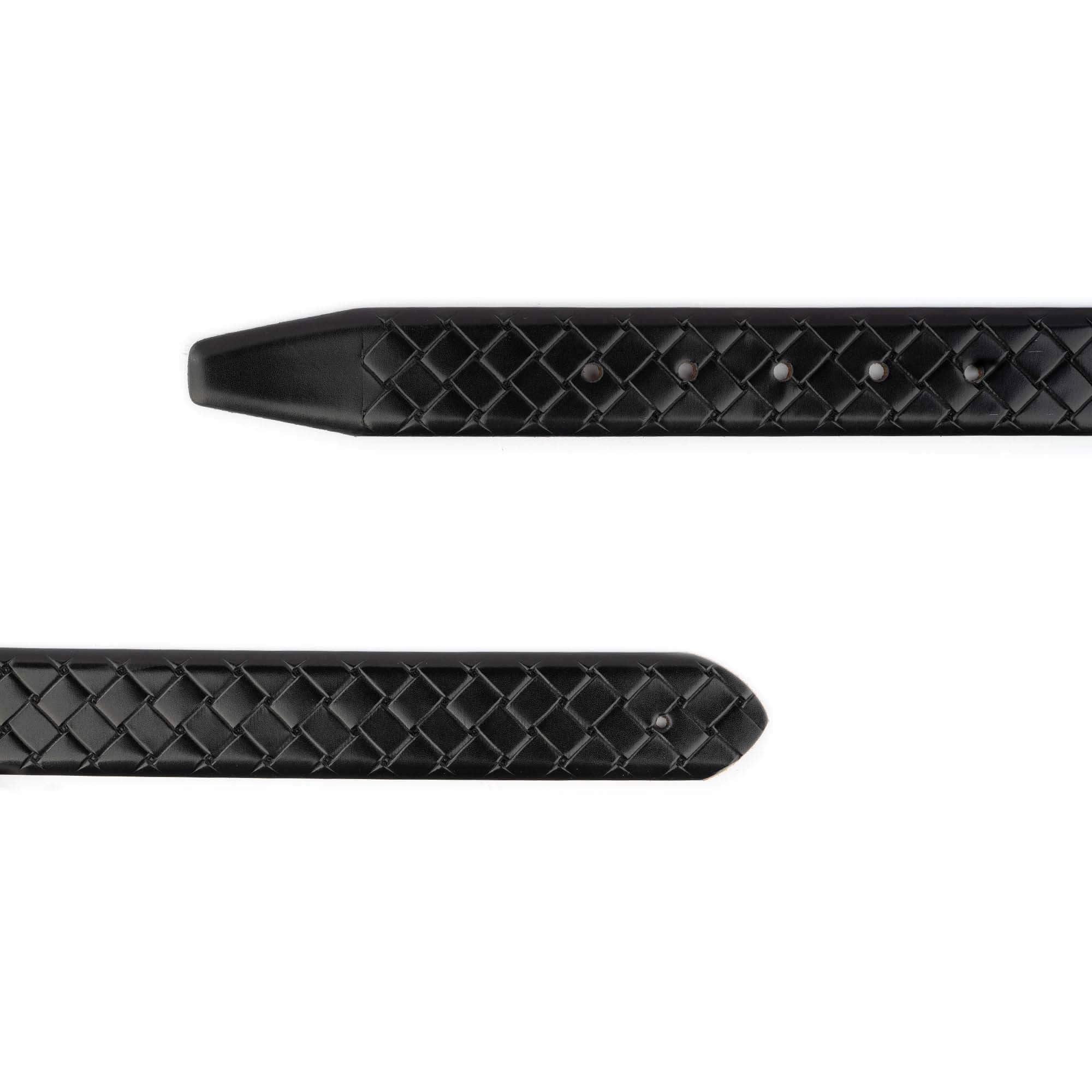 Ferragamo Buckle Replacement Black Woven Embossed Leather Belt Strap 3.8cm (1.5 Inch) - Perfect for Dress Pants, Formal Attire & Business Casual Outfits