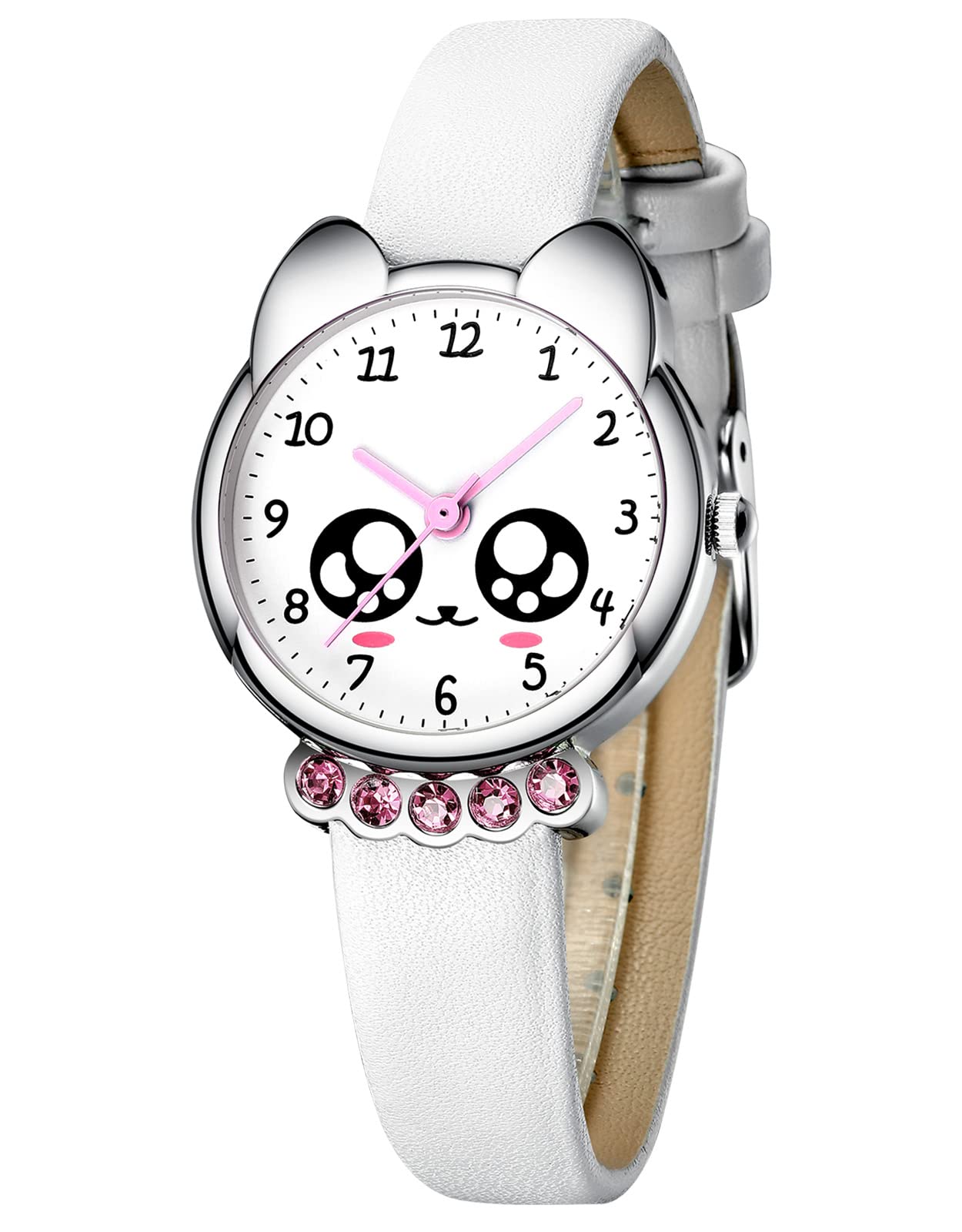 KDM Analog Kids Watch for Girls Ages 3-12 - Waterproof Cute Cartoon Wrist Watch with Easy-to-Read Time & Leather Band - Perfect Gift for Birthday, School & Outdoor Activities