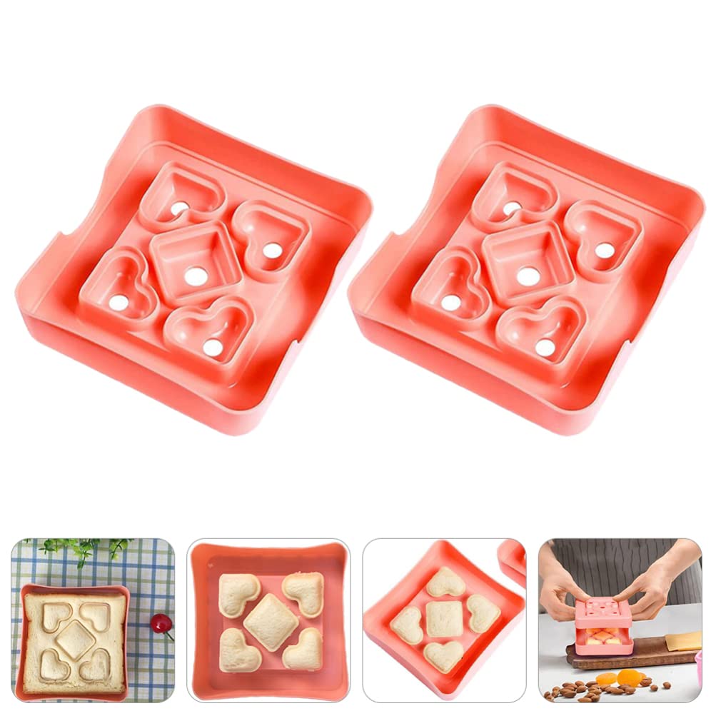 2pcs Heart-Shaped Sandwich Molds - Plastic Bread Making & Cake Decorating Tools - Mini Sandwich Cutters for DIY Kitchen Utensils - Perfect for Valentine's Day, Kids Lunch Box & Party Snacks