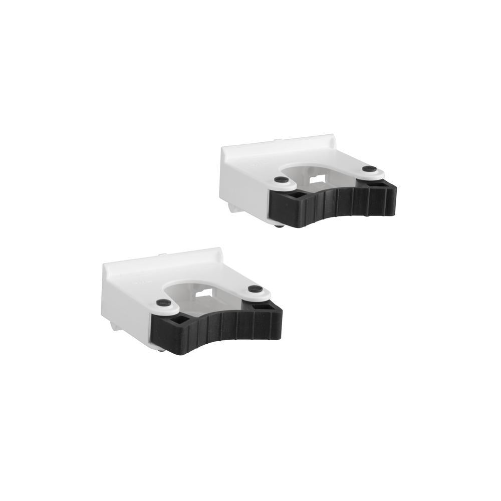 Elfa Storage Track Tool Holders - Small 2 Pack, White | Wall-Mounted Organizer for Garage, Workshop & Home Organization