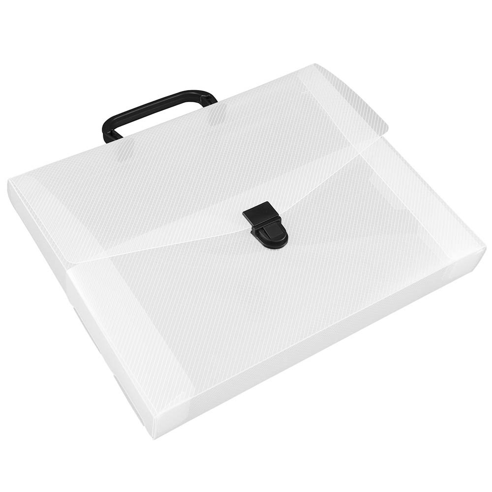 JAM PAPER Clear Plastic Portfolio Briefcase with Handles - 12 x 9.5 x 1.5 Inches - Durable Document Organizer for Office, School, Business Meetings & Presentations - Sold Individually
