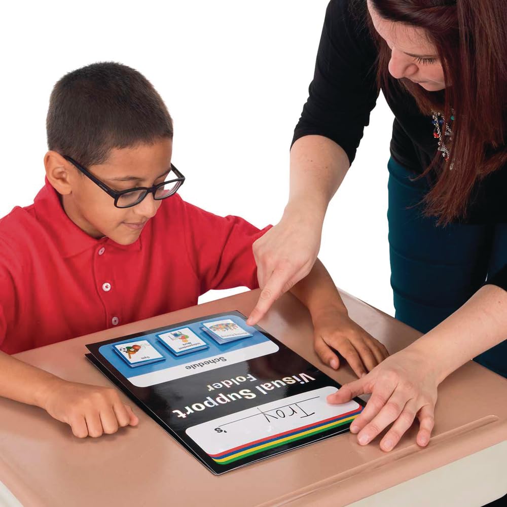 Visual Support Folder & Cards Set - 85 Communication Cards with 1 Organizer Folder | Autism & Special Education Learning Tools for Classroom & Home Use