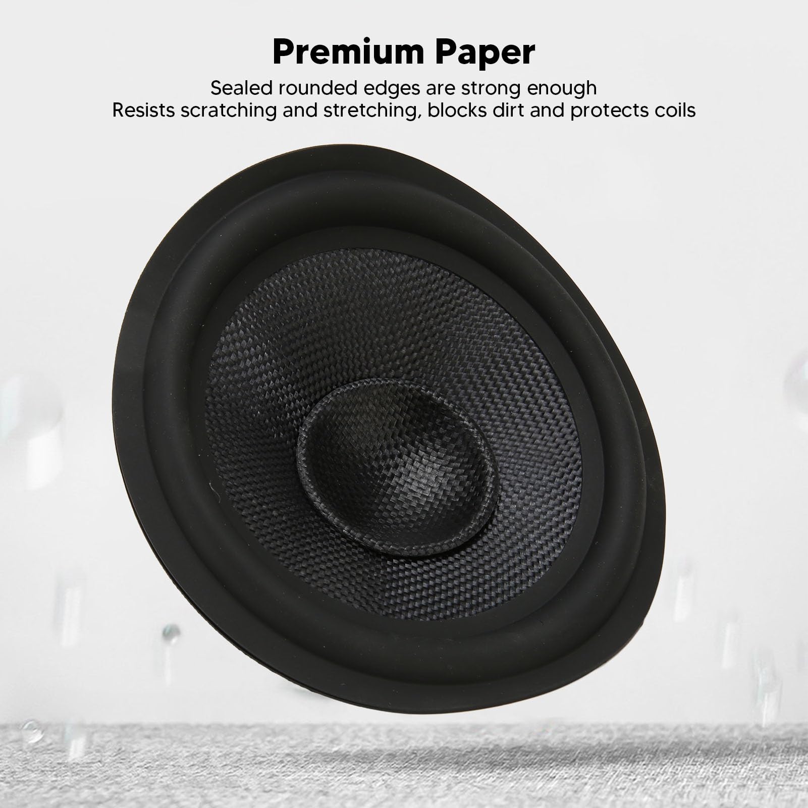 6 Inch Paper Speaker Cone with 1 Inch Inner Diameter - Subwoofer Cone Drum Paper with Rubber Surround & 2 Paper Caps for DIY Speaker Repair and Audio Projects | Perfect for Home Theater, Car Audio, and Professional Sound Systems
