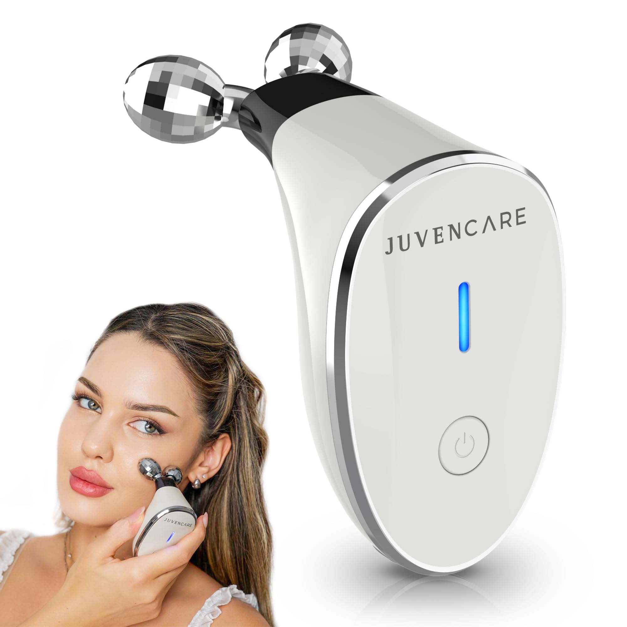 6-in-1 Advanced Microcurrent Facial Device for Anti-Aging & Skin Rejuvenation - White Cream | Professional At-Home Facial Treatment for Wrinkle Reduction & Enhanced Skincare Absorption