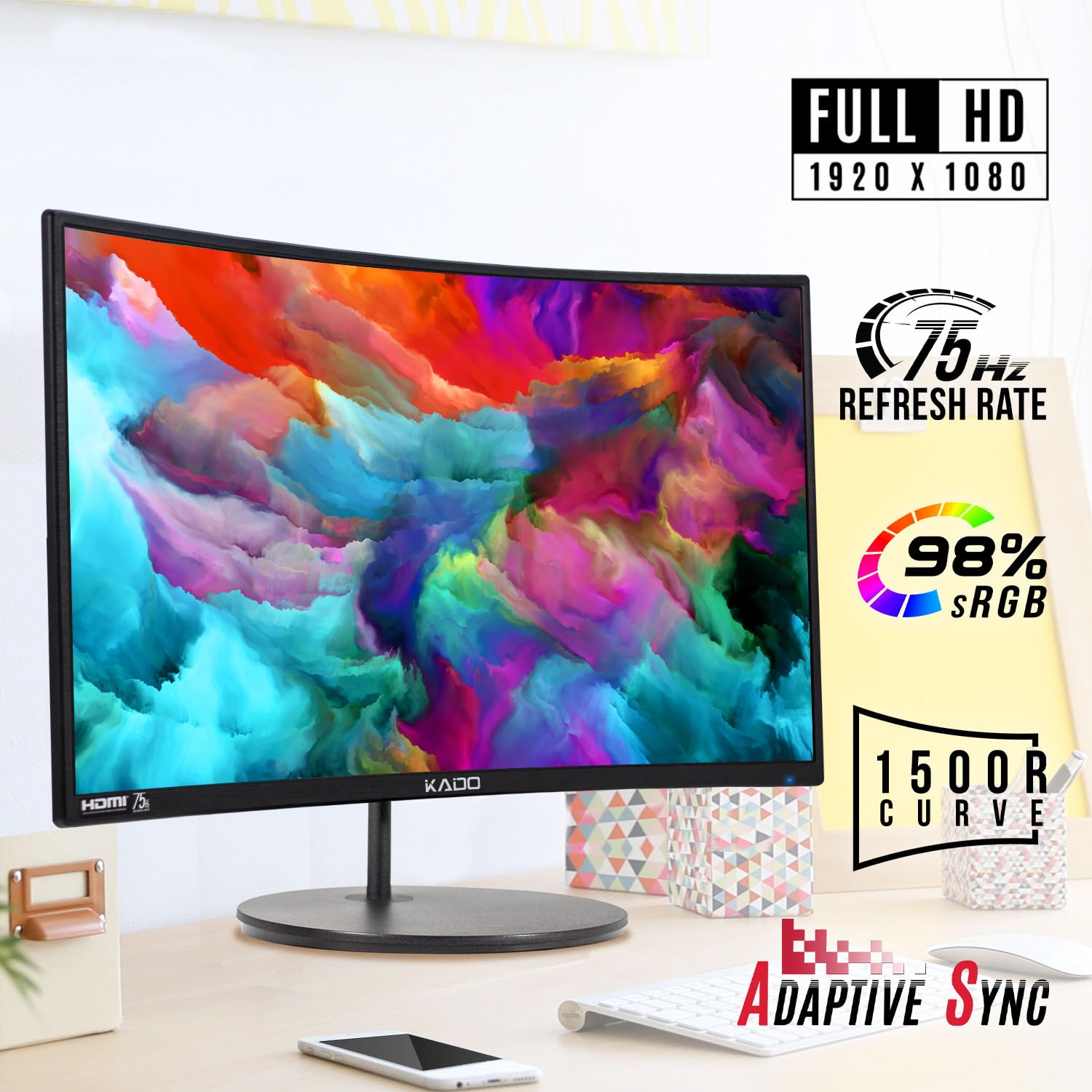 Dual Monitor Setup - 2-Pack 24 Inch Curved 1500R 1920x1080 FHD Computer Monitors 75Hz with VESA Mount, HDMI Ports & Built-in Speakers for Office Work and Gaming (C24 Dual Series) - Perfect for Multi-Tasking, Video Editing & Home Office Setup