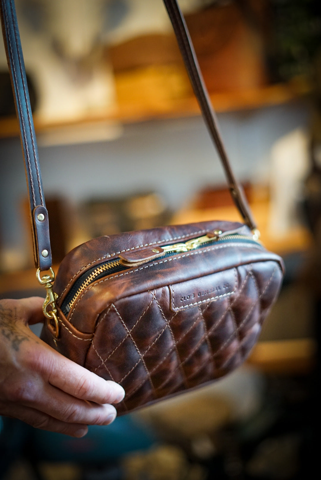 Premium Rectangle Crossbody Bag in Hardtimes Brown with Diamond Stitch Design - Perfect for Work, Travel & Everyday Use