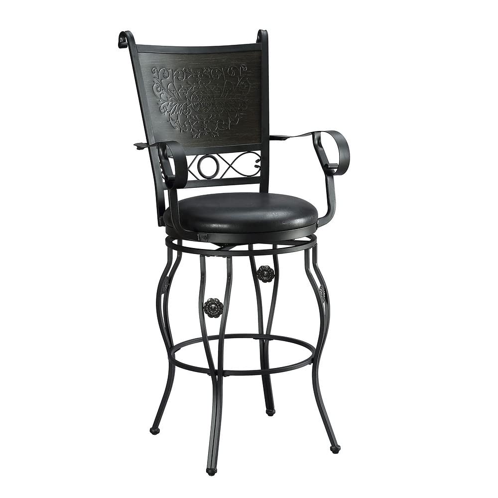 Ellie Big & Tall Barstool with Heavy Duty Metal Base in Black - Perfect for Kitchen Islands, Home Bars & Counter Height Dining Tables