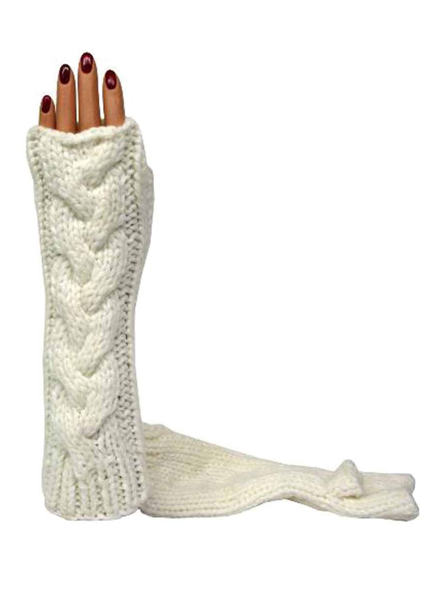 Luxury Divas Long Thick Cable Knit Arm Warmer Gloves - Women's Fashionable Winter Hand Warmers for Cold Weather & Outdoor Activities