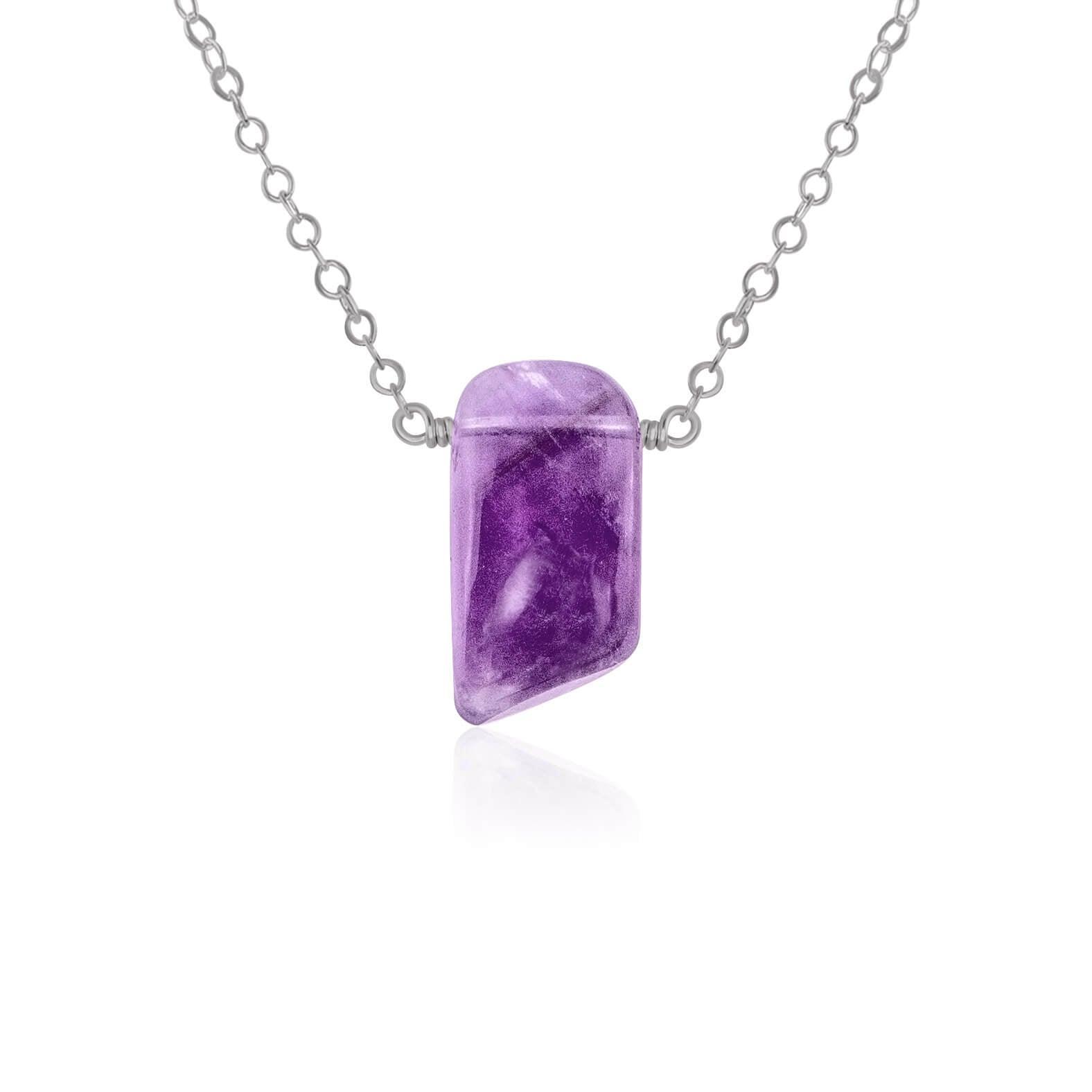 Natural Purple Amethyst Crystal Slab Necklace - Healing Stone Pendant for Women | Perfect for Meditation, Yoga & Spiritual Jewelry Gifts