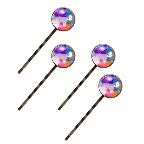 4PCS Retro Unicorn Hair Clips - Vintage Hair Pins for Women & Girls - Cute Hair Accessories for School, Party & Everyday Styling