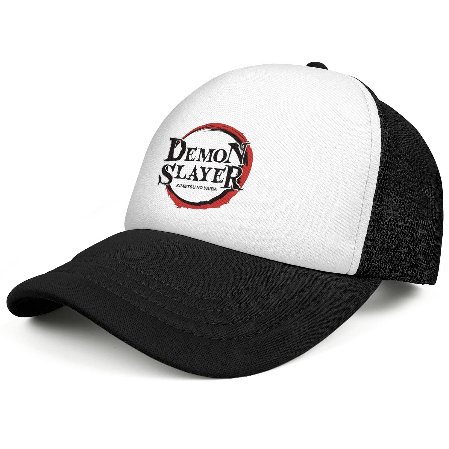 Anime Logo Trucker Hat - Adjustable Snapback Baseball Cap for Men & Women - Black Anime Theme Hat for Daily Wear & Cosplay