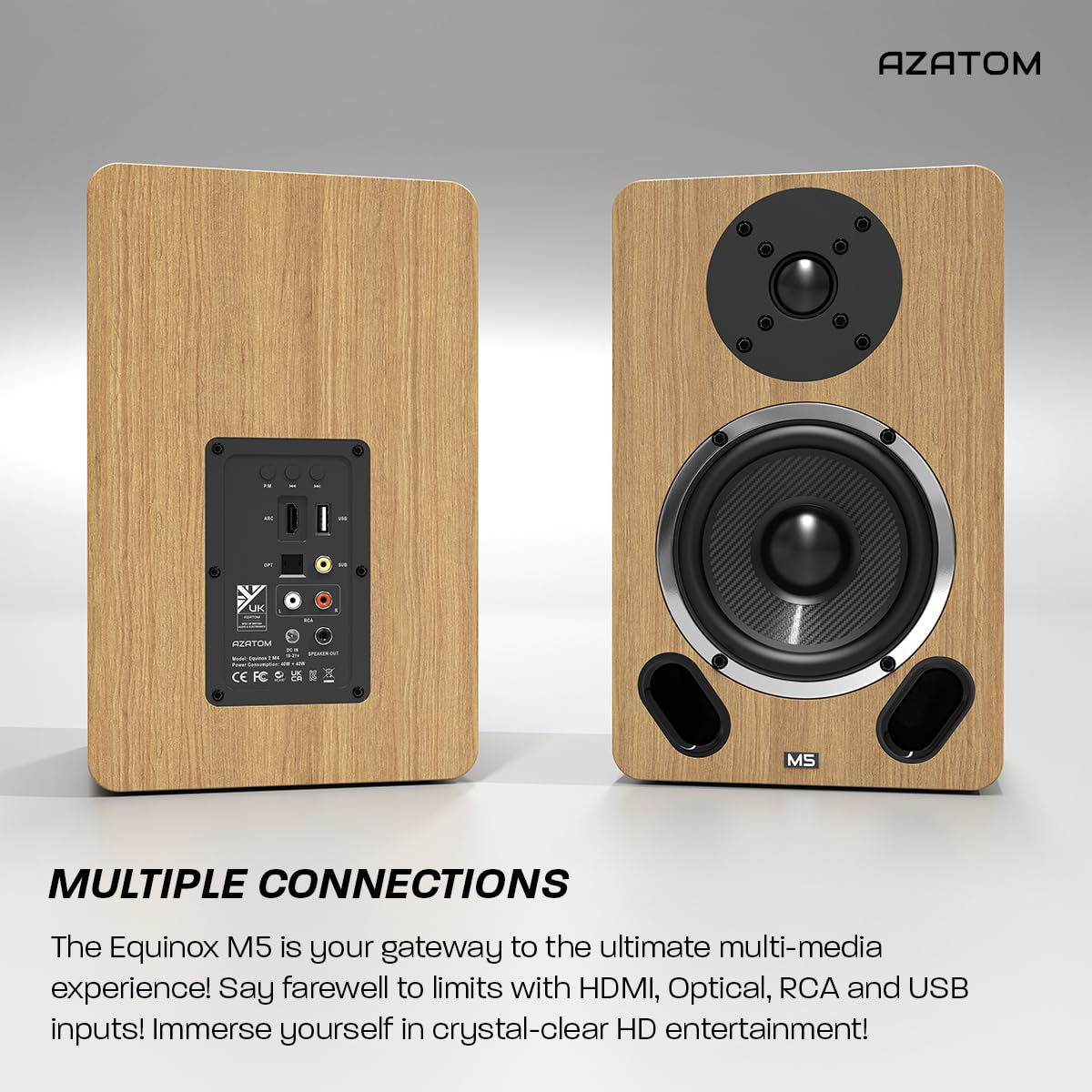 AZATOM M5 100W Powered Bookshelf Speakers with 5