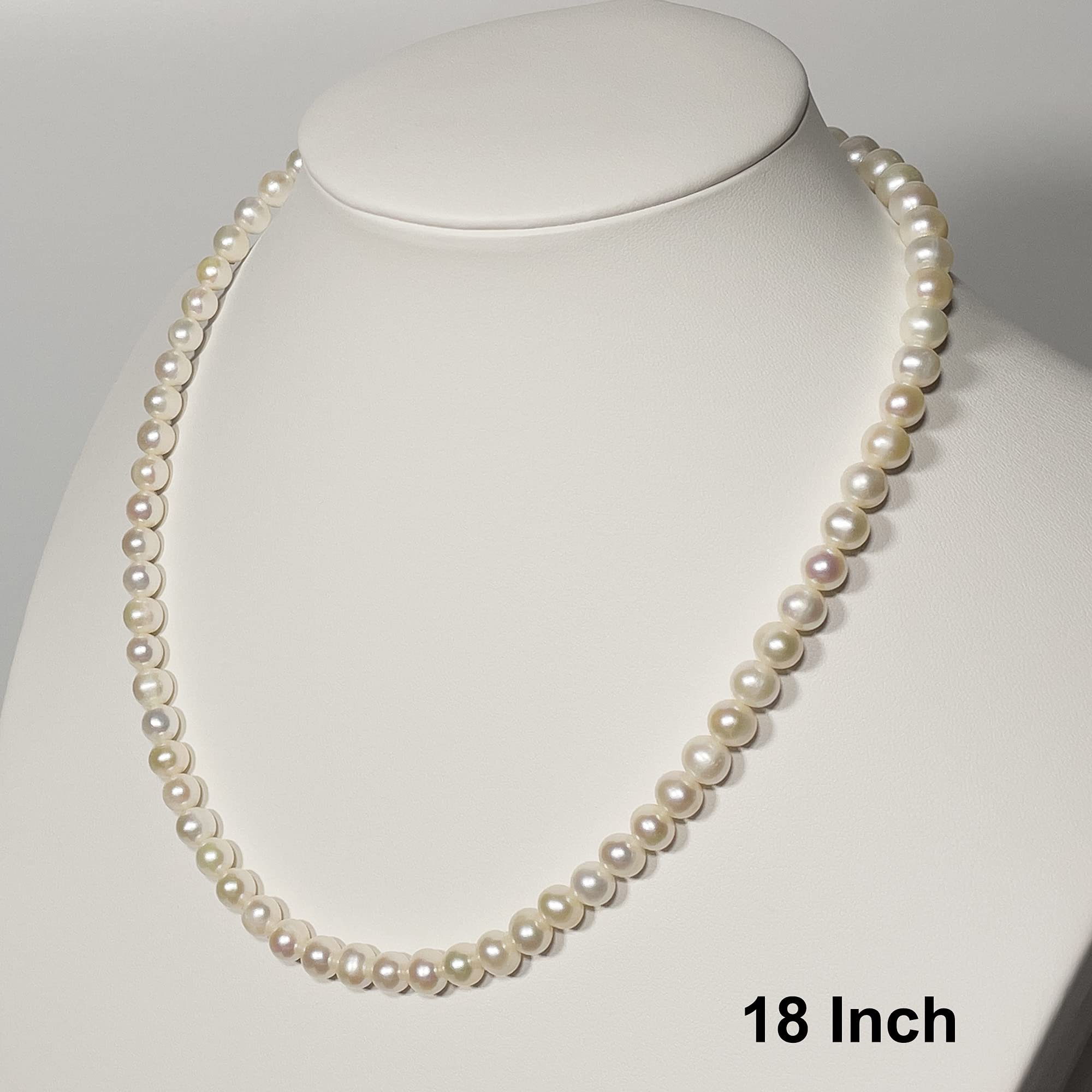 AA Quality 5-12mm White Freshwater Cultured Pearl Necklace for Women | 16-22 Inch Sterling Silver Clasp | Elegant Jewelry Gift for Wedding, Anniversary & Special Occasions