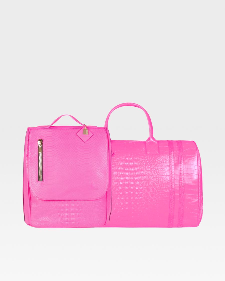 Apollo 2 Travel Set in Neon Pink - Compact Toiletry Bag & Cosmetic Organizer for Women | Perfect for Vacation, Gym, Business Trips & Weekend Getaways