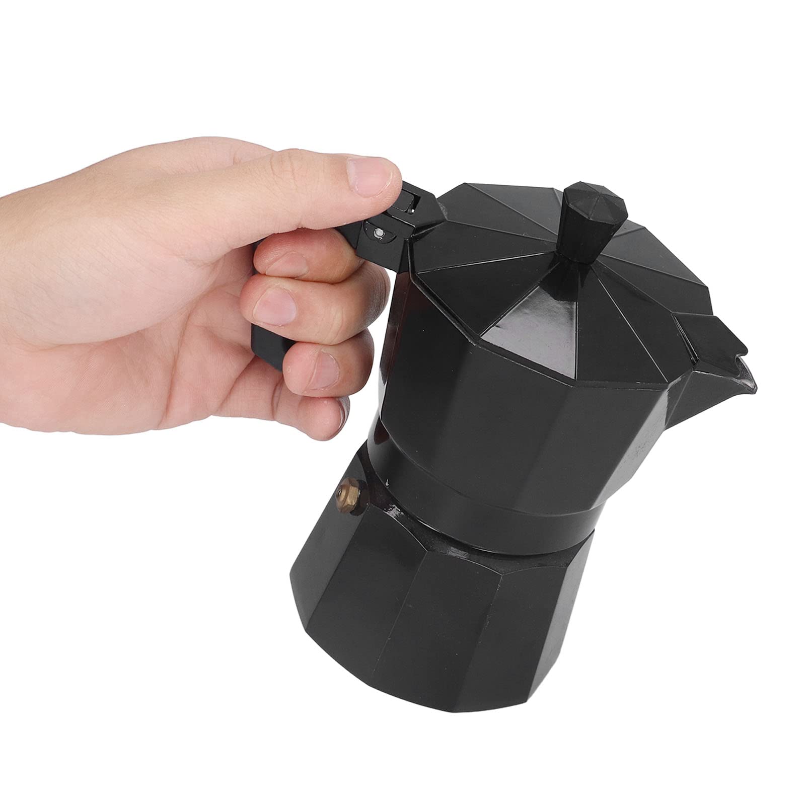 Stovetop Espresso Maker - 150ML 3 Cup Moka Pot for Coffee & Tea - Aluminum Octagonal Induction-Compatible Moka Coffee Maker (Black) | Perfect for Home Brewing, Camping & Italian-Style Espresso
