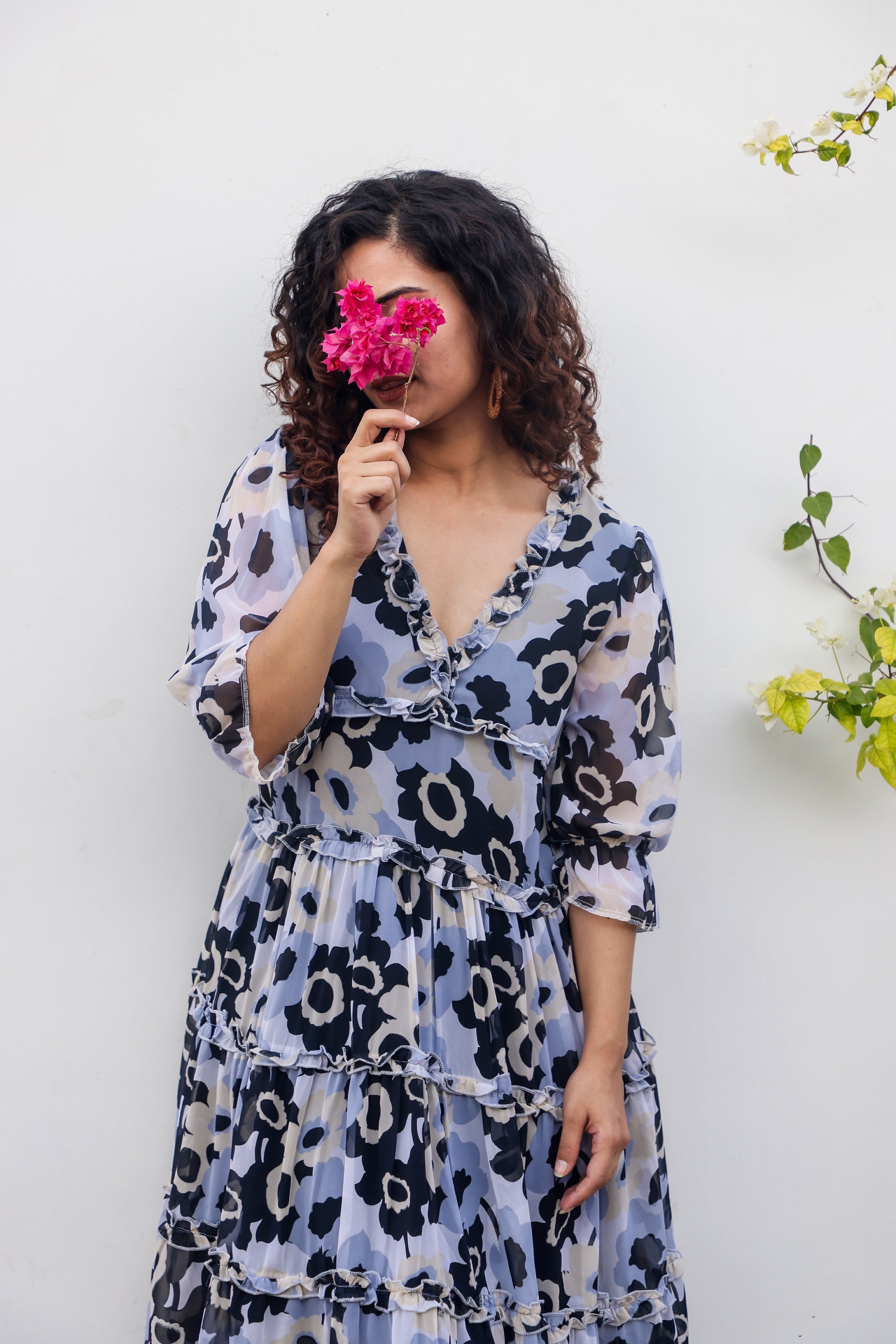 Elegant Grey Floral Print Maxi Dress for Women - Summer Beach Party, Wedding Guest & Vacation Outfit