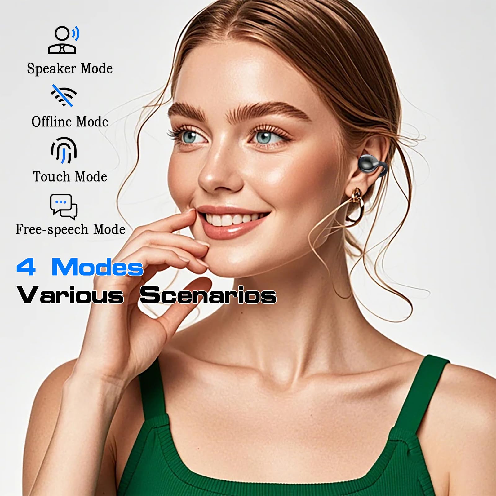 AI Translator Earbuds with 144 Languages Real-Time Translation - 3-in-1 Wireless Earbuds for Travel, Business Meetings & Language Learning | Long Battery Life Noise Cancelling Bluetooth Earbuds (Black)