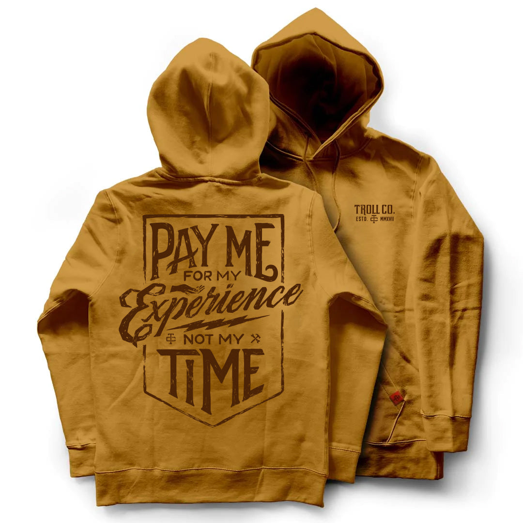 Troll Co. Men's 'Pay Me For My Experience' Funny Graphic Sweatshirt | Casual Pullover Hoodie for Work, Office & Everyday Wear | Trendy Humor Apparel for Men