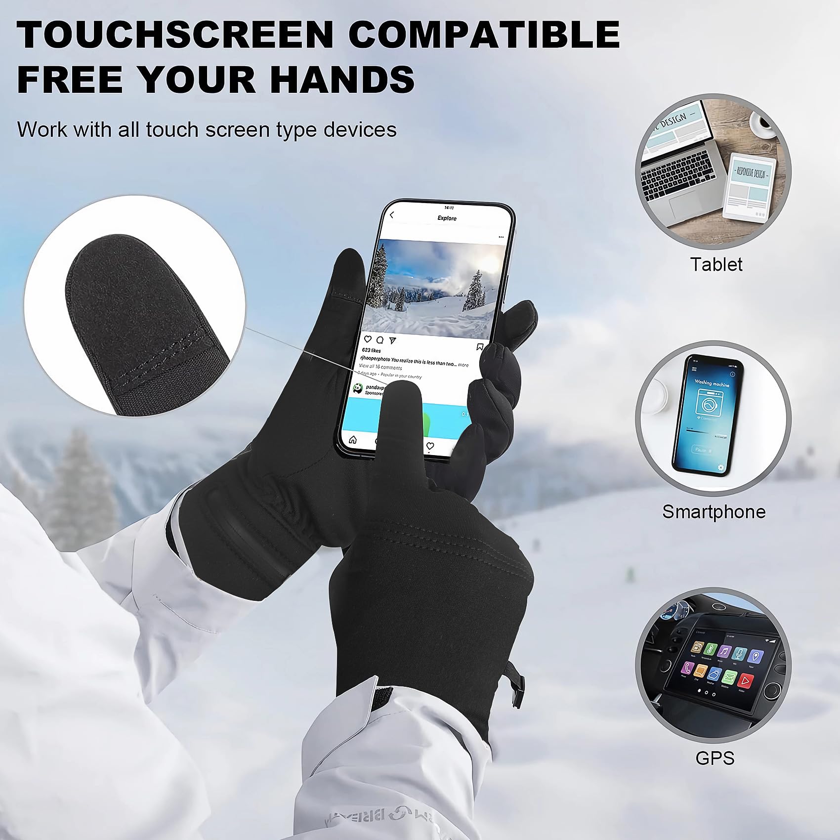 DAY WOLF Rechargeable Heated Gloves for Men & Women - Battery-Powered Electric Hand Warmers for Winter Sports, Snow Biking, Skiing, Cycling, Hunting & Snowboarding - Stay Warm in Cold Weather Outdoor Activities