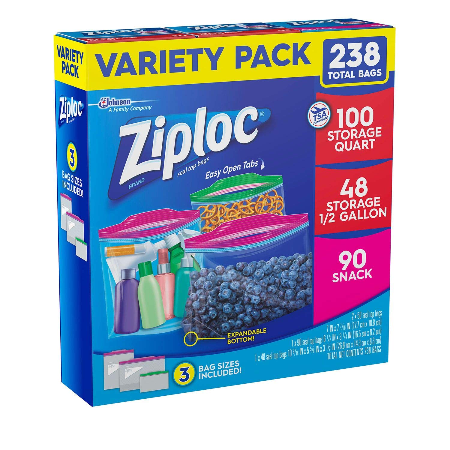 Double Zipper Freezer Bags - 1 Gallon (2.7ml) Clear Plastic Storage Bags with Label Panel - Pack of 250 | Ideal for Food Storage, Meal Prep & Freezing