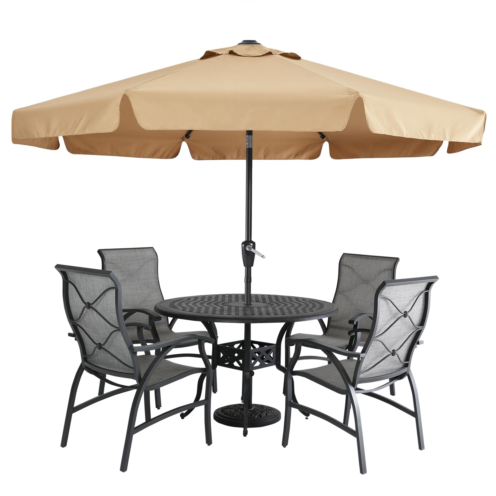 MASTERCANOPY 9ft Patio Umbrella with 8 Ribs - Khaki Outdoor Table Umbrella for Restaurant, Poolside & Backyard - Sun Shade Market Umbrella for Outdoor Dining & Relaxation