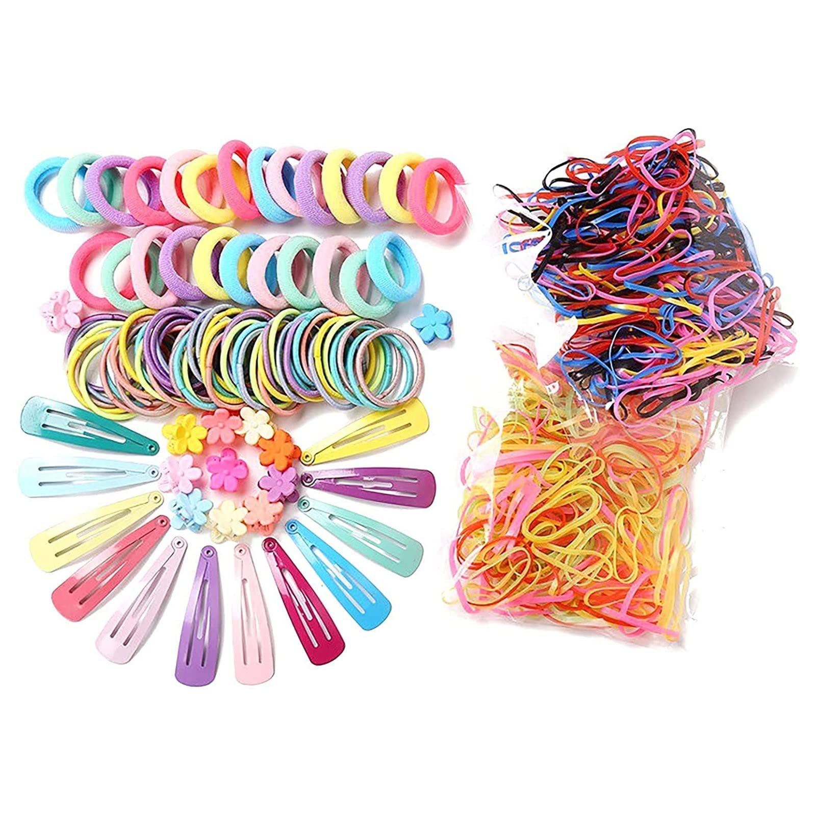 130/240/500/780 Pcs Girls Hair Accessories Set - Cute Candy Color Hair Ties, Bands & Pins for Styling | Perfect for School, Parties & Everyday Use