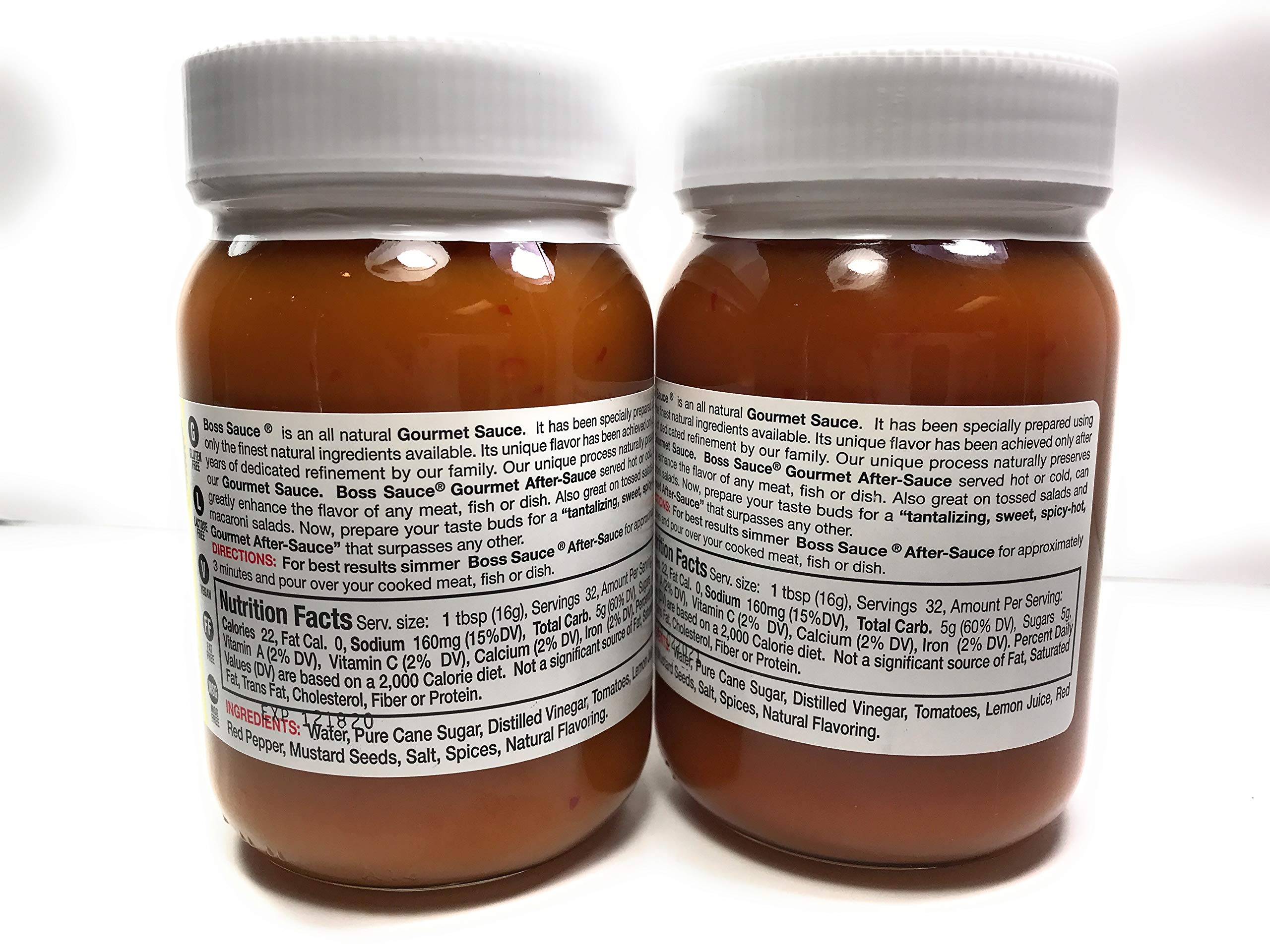 Boss Sauce HOT Gourmet After-Sauce 2 Pack (16 Oz) - All Natural Kosher Hot Sauce for BBQ, Chicken Wings, Meat & Seafood | Perfect for Grilling, Marinades & Cooking | Spicy Fish Sauce & Simmer Sauce for Flavorful Dishes
