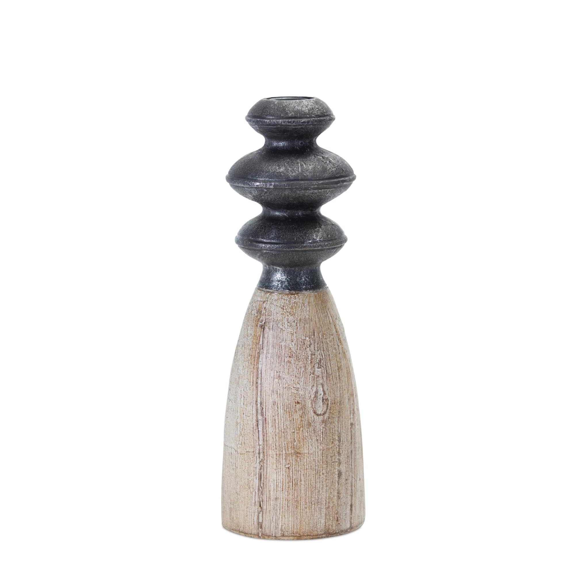 Set of 4 Rustic Brown and Black Candle Holders - 13.25 Inch Tall Farmhouse Decor for Dining Table, Wedding Centerpiece, and Home Decor