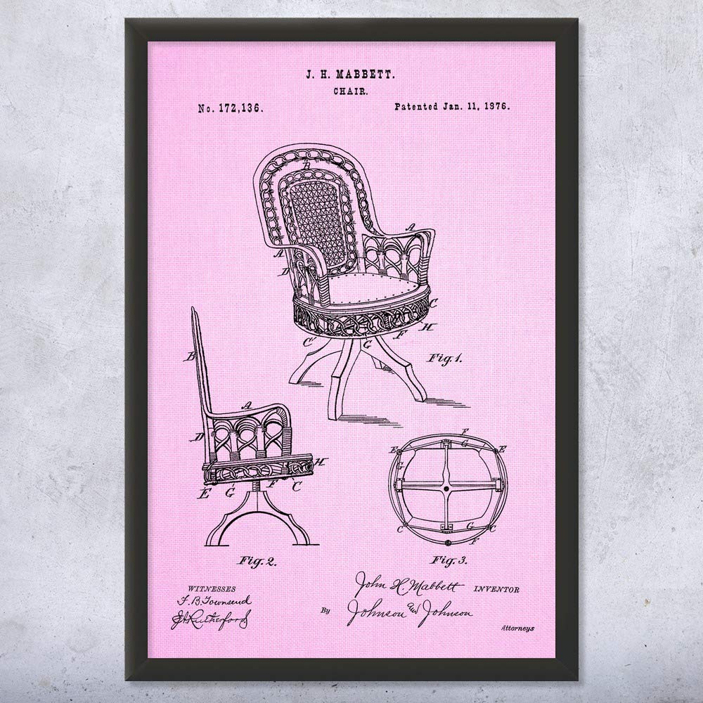 Vintage Rattan Chair Art Print - Framed Wicker Chair Wall Decor for Living Room, Bedroom, Patio - Unique Collector's Gift & Thrift Shop Find - Pink Fabric Accent 11x14 Inches - Perfect for Boho Home Decor & Furniture Maker Gifts