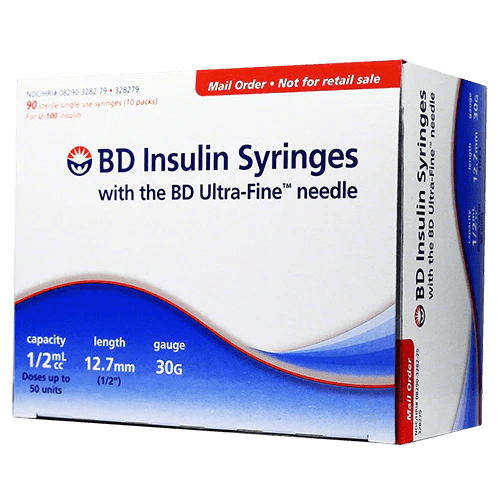 BD™ High Precision 30 Gauge 12.7mm Needle Syringe for Medical, Laboratory, and Veterinary Use - Ideal for Insulin Injections, Scientific Research & Pet Care