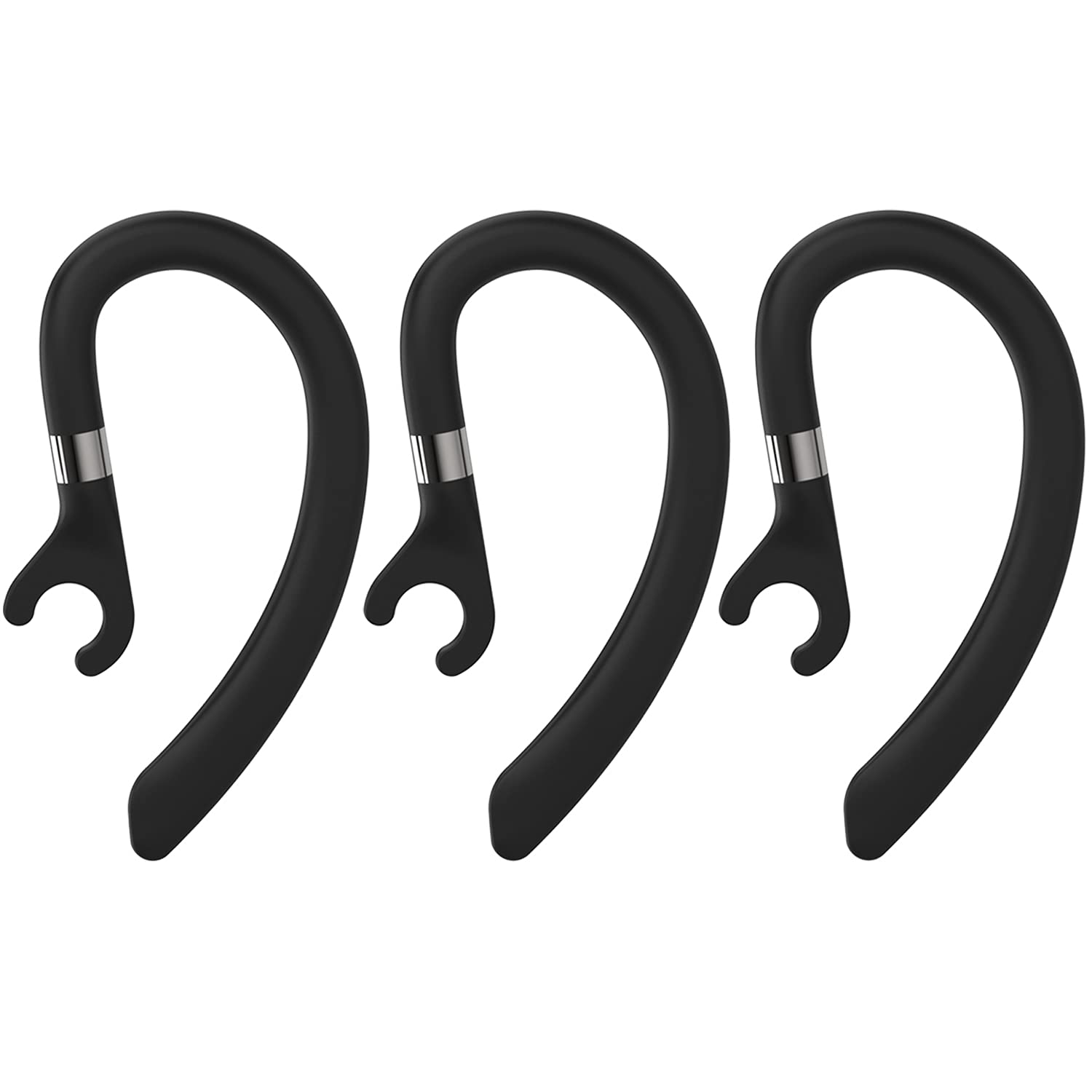 AMZLUV Soft Silicone Replacement Ear Hooks for Single-Ear Bluetooth Headsets - Compatible with New Bee, Plantronics & More (3-Pack, Black) - Secure Fit for Workouts, Calls & Office Use
